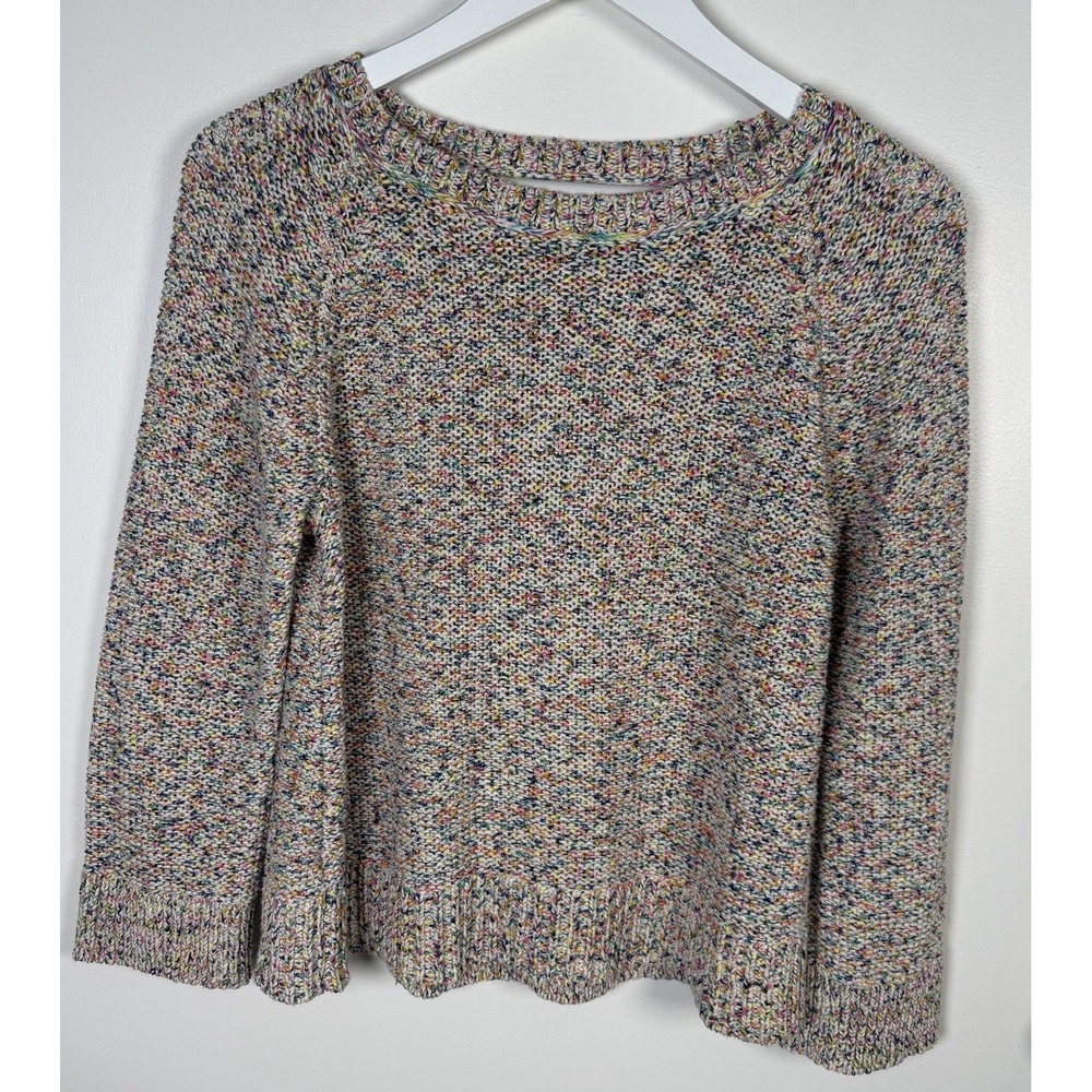 Lou & Grey Confetti Cake Pink Metallic Knit Boxy Crew Neck Cotton Blend Sweater‎ - Picture 3 of 10